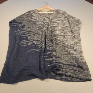 Pure Jill Ombre Knit Poncho Cardigan Women's Open Front Gray Blue One Size